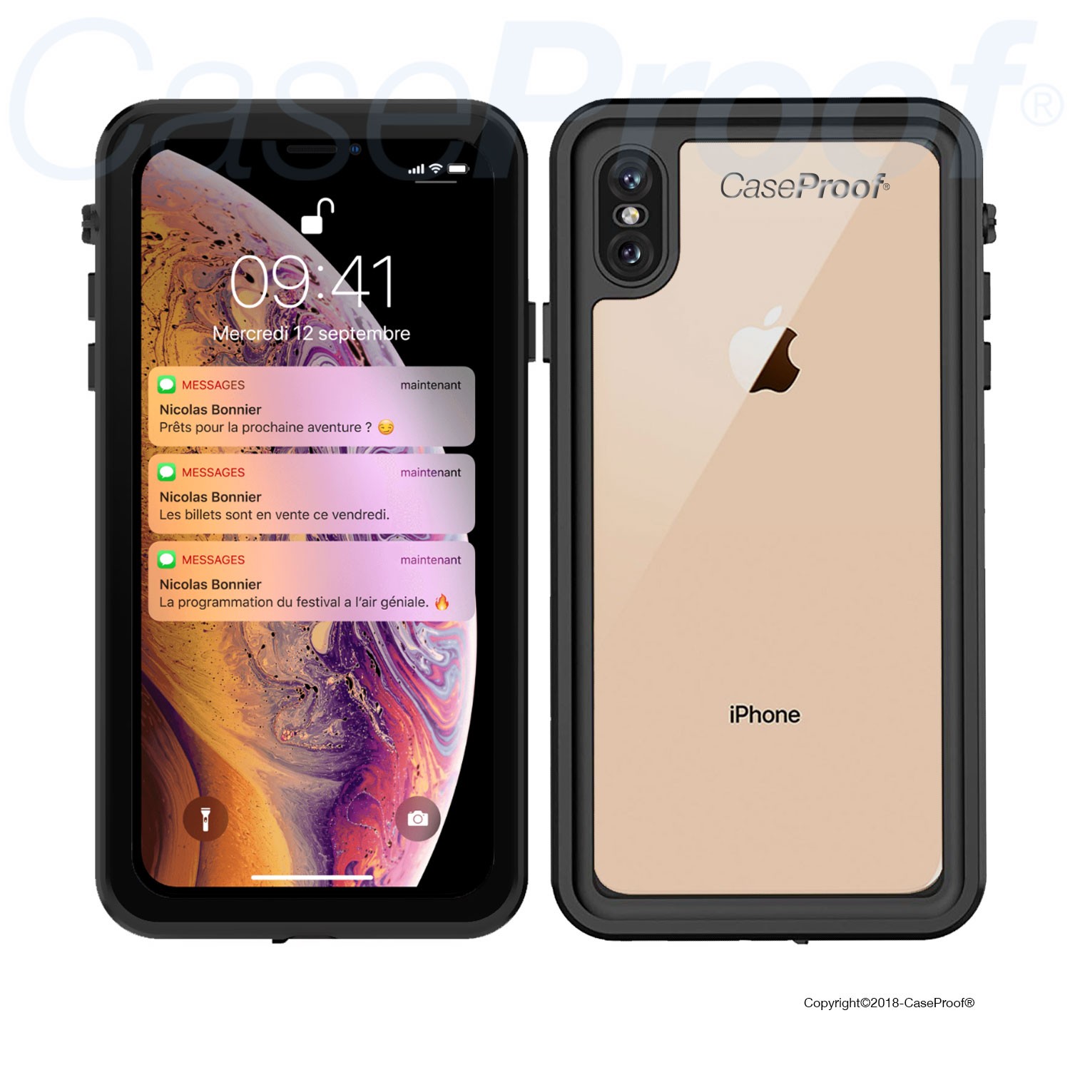 Waterproof /Shocproof /Floating Case For iPhone XS Max XR XS X Screen protector 
