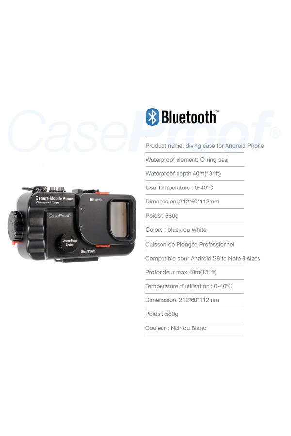 Caisson plongée Universel smartphone Bluetooth 40 mètres -Caseproof ®