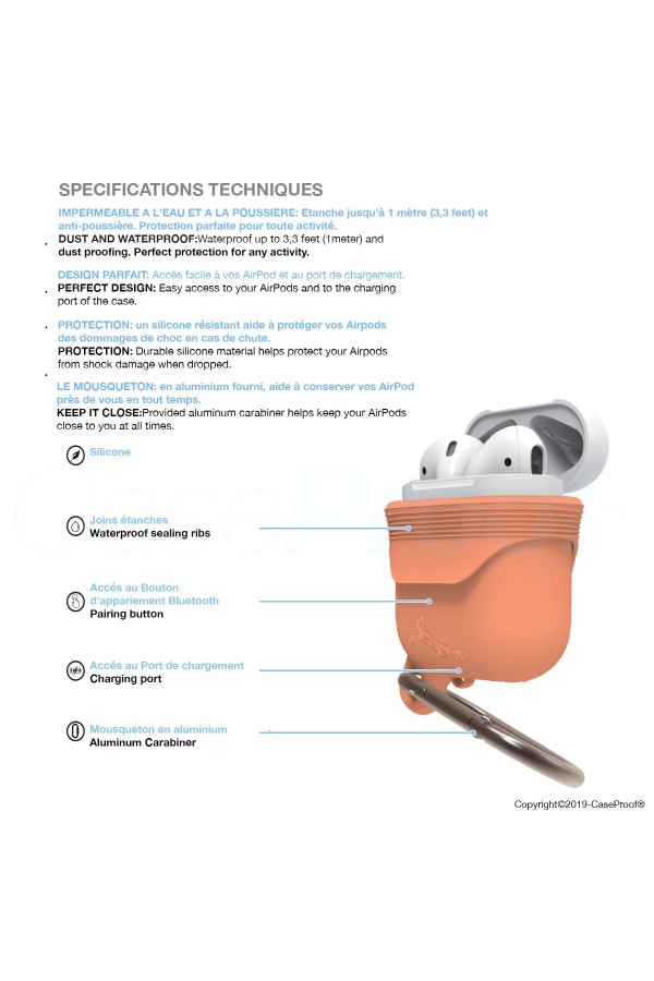 Airpods - Shockproof Waterproof Case Papaye