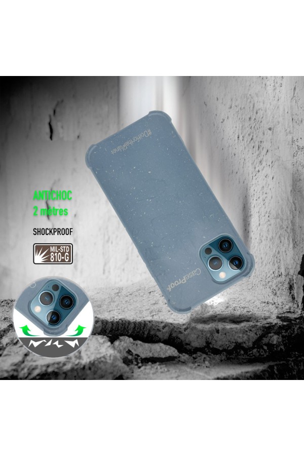 Iphone 12-12 Pro - Coque Biod_gradable Bleu S_rie  BIO