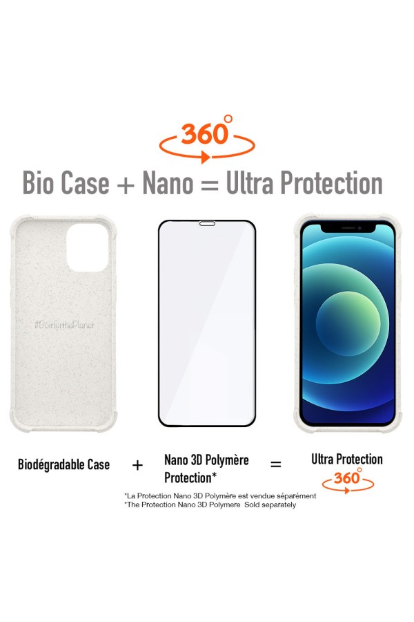 Iphone 12- 12 Pro - Coque Biod_gradable Blanc S_rie  BIO