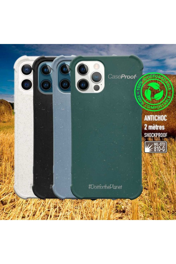 iPhone 12-12 Pro - Coque Antichoc  Biodégradable Noire  Série  BIO