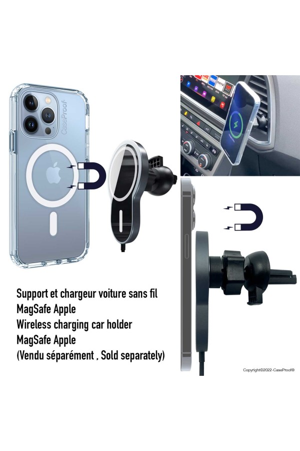 Chargeur Voiture MagSafe iPhone 10W, Fixation Grille d'Aération