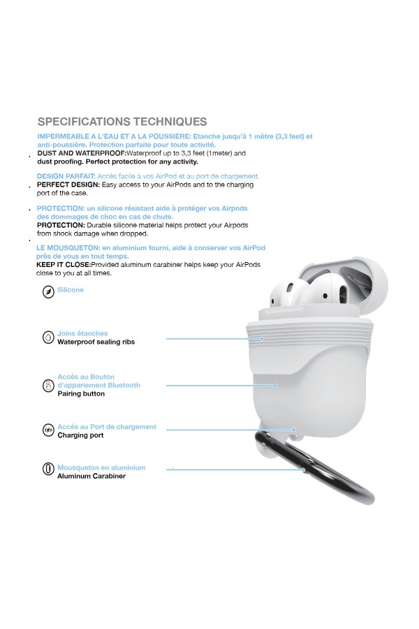 Airpods - Housse de protection Etanche en silicone 