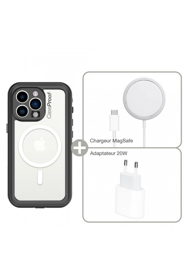 Waterproof case iPhone 14 Pro- MagSafe - Charger MagSafe and adaptator 20W