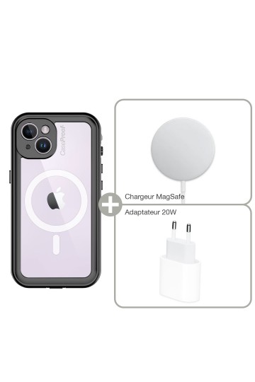 Coque waterProof iPhone 14 Plus- MagSafe - plus Chargeur et adaptateur 20W