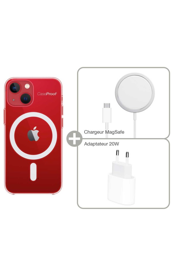 Coque Antichoc Magsafe pour iPhone 13 Mini + Chargeur MagSafe + Adaptateur 20W