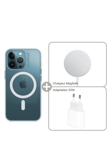 Coque Antichoc Magsafe pour iPhone 12 Pro + Chargeur MagSafe + Adaptateur 20W