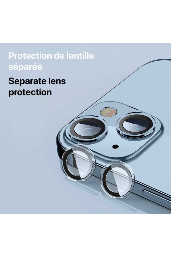 Protection en alliage métallique des objectifs photo pour Apple iPhone 13  Pro/13 Pro Max, Argent Sidéral