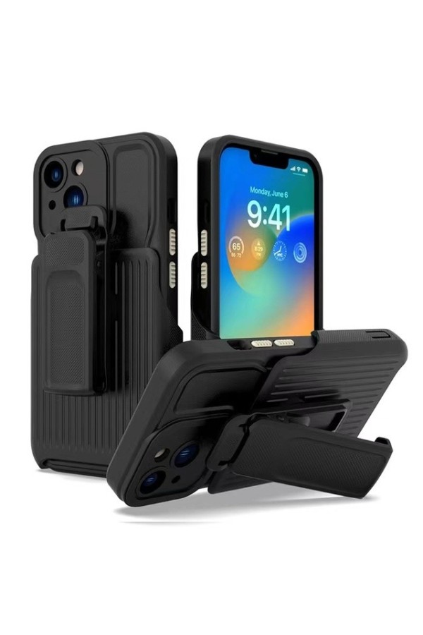 Shockproof Phone Case for iPhone with Backpack Clip Holder Stand