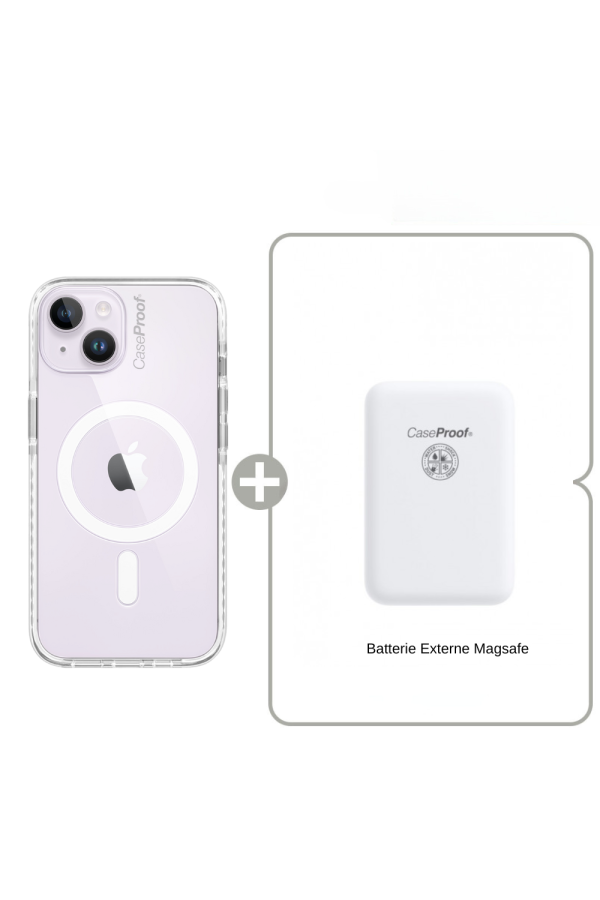 Coque Antichoc Magsafe pour iPhone 14 Plus  + Batterie Magsafe