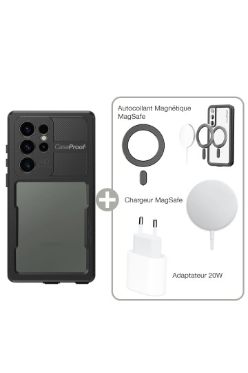 Pack promotion pour Samsung avec chargeur par induction , avec technologie  Magsafe , protection d'écran en nano polymère