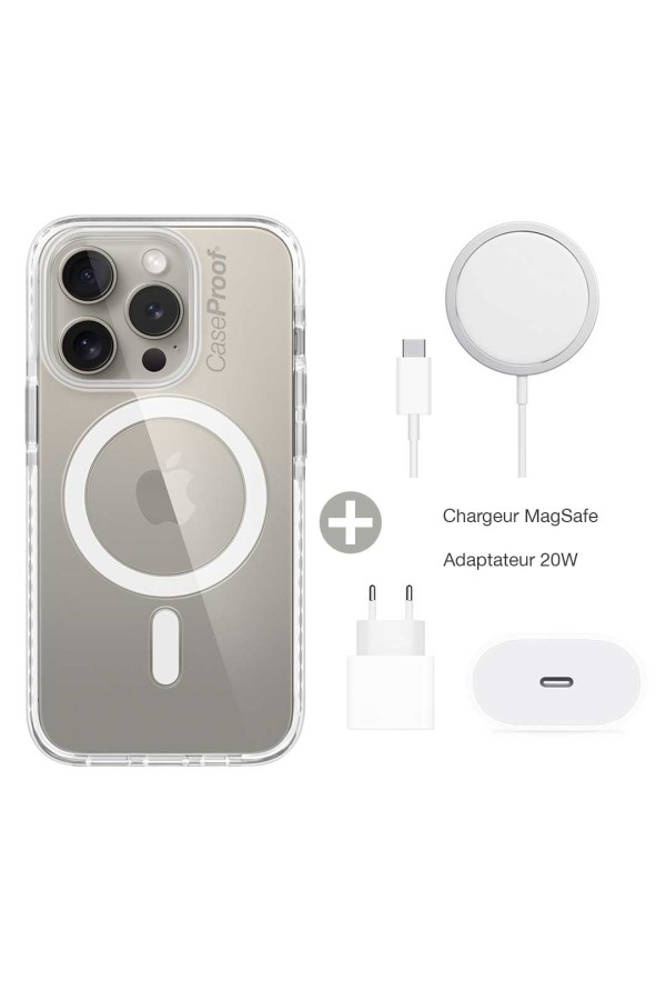 MagSafe Shockproof Case for iPhone 15 Pro Max + MagSafe Charger +