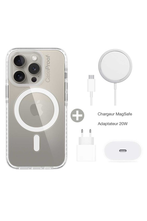 MagSafe Shockproof Case for iPhone 15 Pro Max + MagSafe Charger + 20W  Adapter