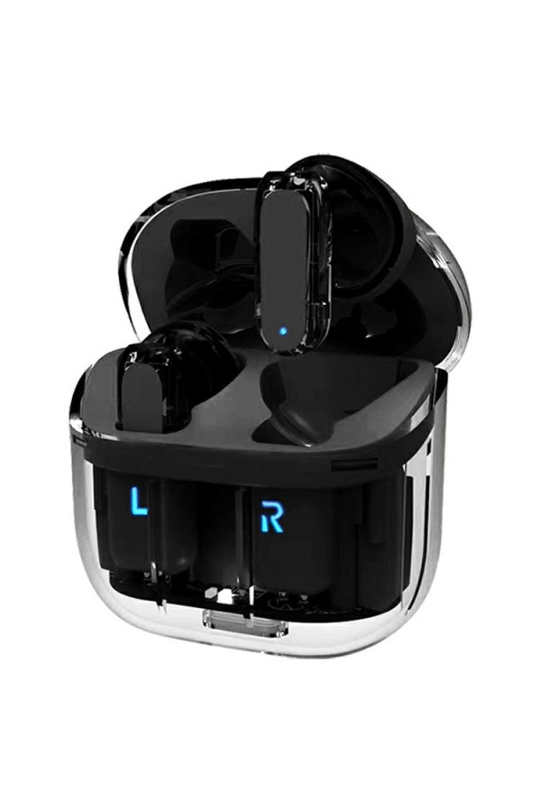 Ecouteurs Sans Fils TWS avec Bluetooth 5.3 Noir Transparent