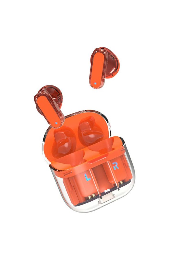 TWS Wireless Earphones with Bluetooth 5.3 Color Orange Transparent