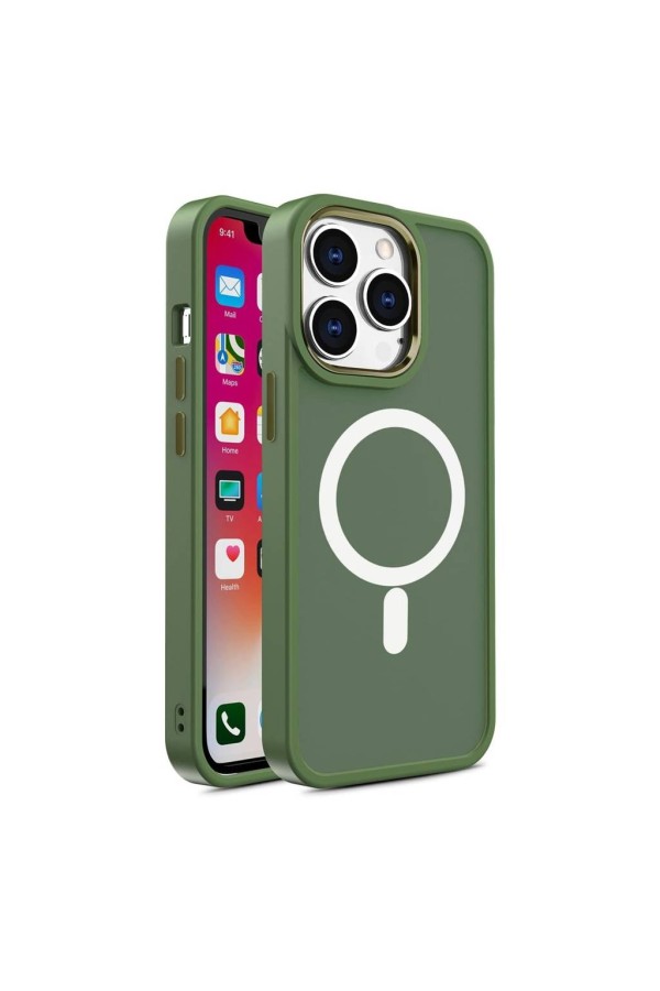 iPhone 12/12pro   - Coque Anti Choc avec Magsafe Couleur Mate Vert