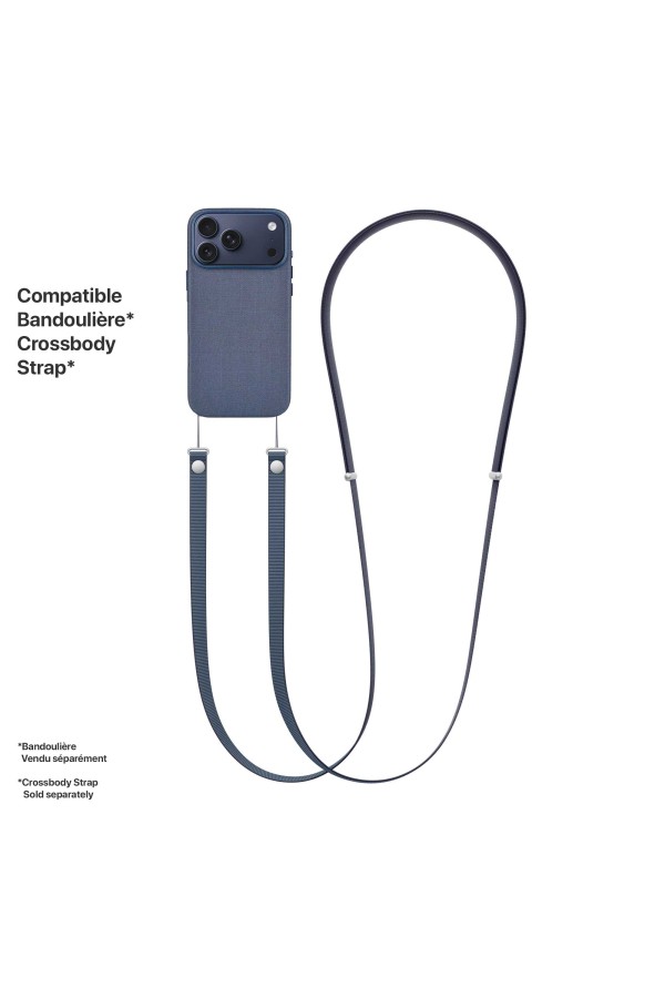 Bandoulière aApple Compatible avec la Coque en tissage technique MagSafe pour iPhone 17 Pro Max-Bleu