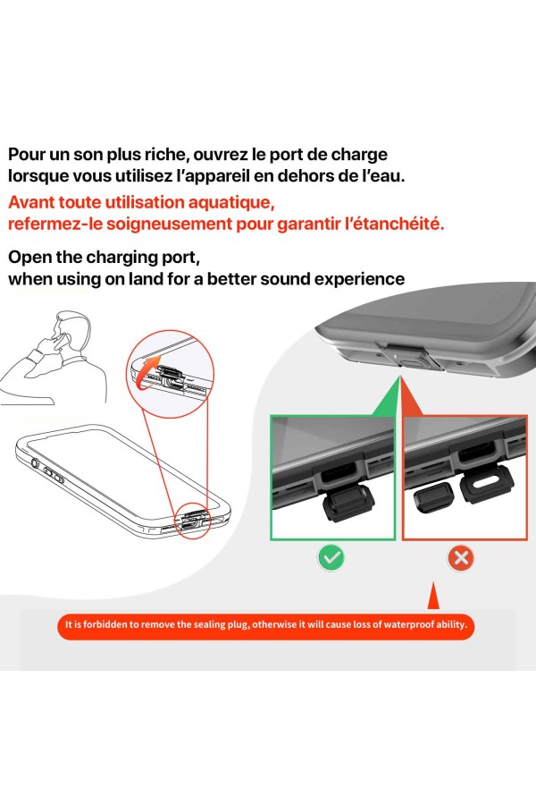 Ouvrez le port de chargement pour un son plus claire